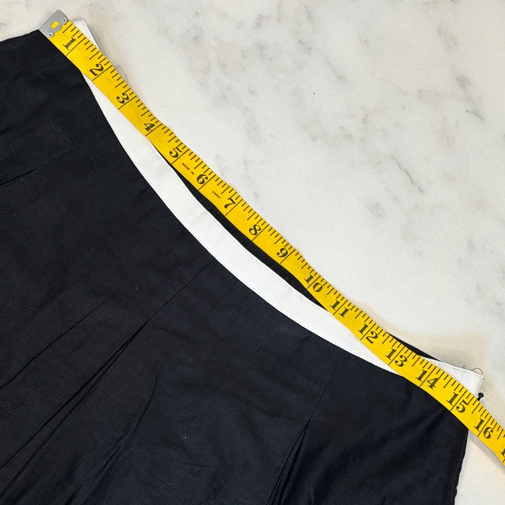 LOFT Black A-line Cotton Pleated Midi Skirt Beaded and PomPom Trim - Picture 9 of 11